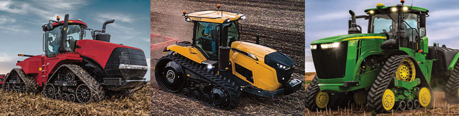 Tracked tractors working in the field